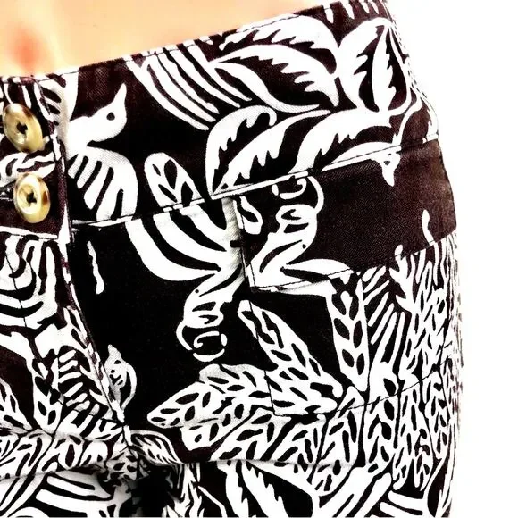 CAbi Serengeti Cropped Pants Brown White Tropical Print Sunset Keyna Style 351 - Picture 6 of 16